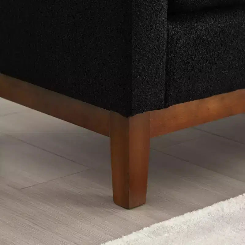 Banc rembourré en Boucle, repose-pieds avec pieds en bois et traversins pour le bout du lit, la chambre, le salon, l'entrée