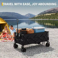 TROPOW Collapsible Utility Wagon Cart with All Terrain Wheels, Heavy Duty Foldable Beach Wagon, Portable Cart for Groceries Sand Camping, Blue