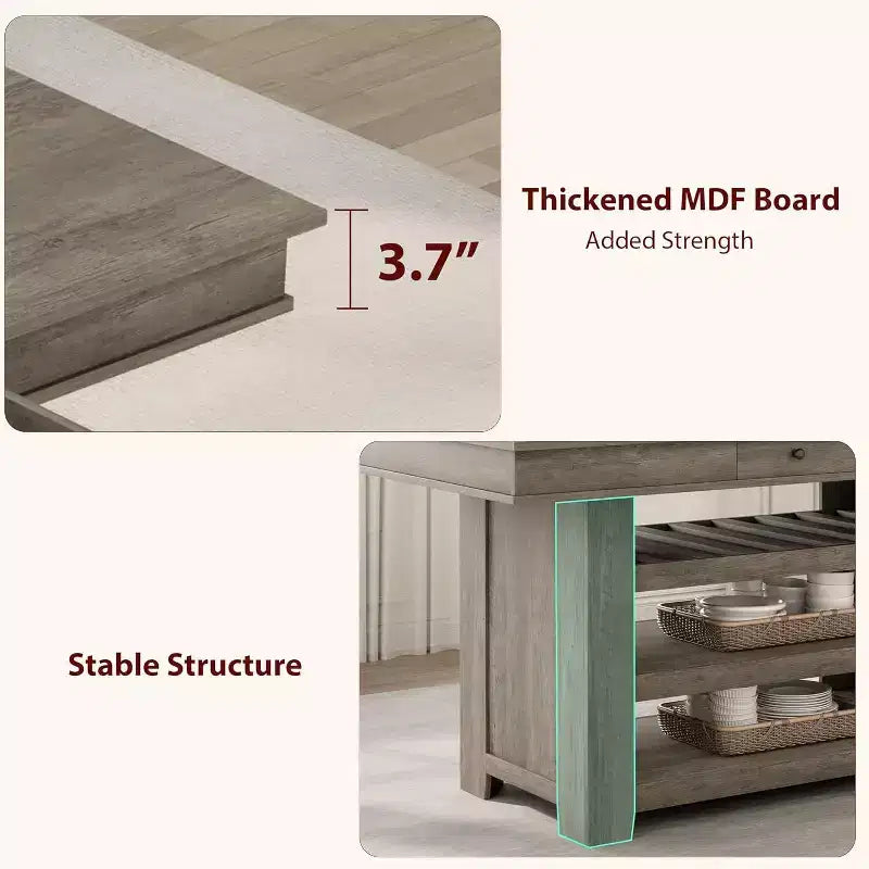 Table de salle à manger hauteur comptoir, 91 cm de haut, table rectangulaire de style ferme avec rangement, casier à vin, tiroirs, assemblage facile