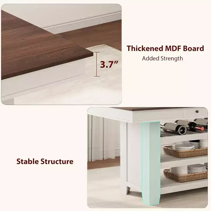 Table de salle à manger hauteur comptoir, 91 cm de haut, table rectangulaire de style ferme avec rangement, casier à vin, tiroirs, assemblage facile