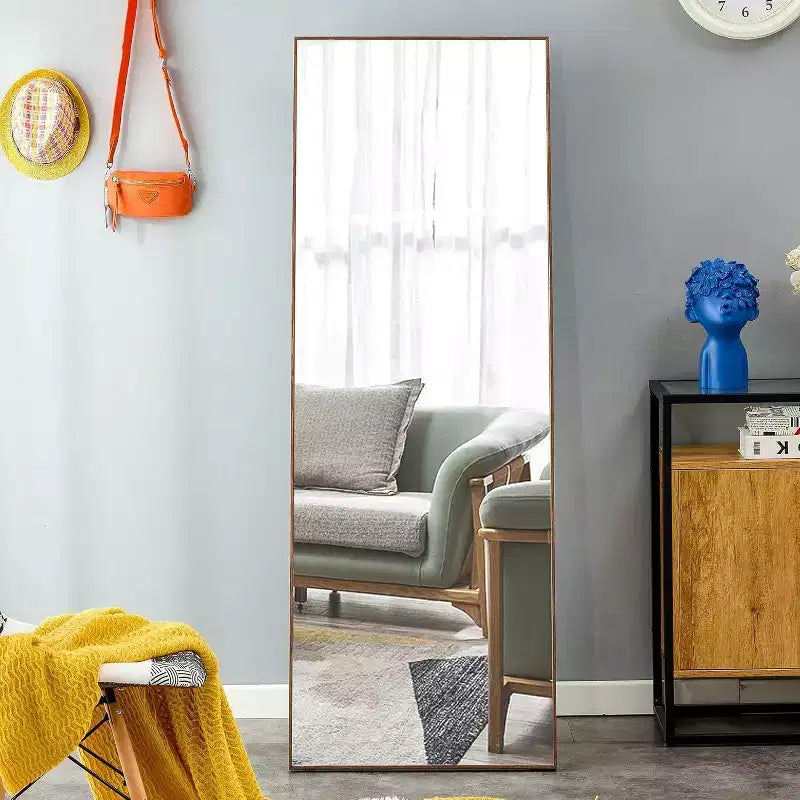 Miroir pleine longueur 65 x 23 pouces, cadre en bois, verre HD incassable, pour chambre, salon, dressing