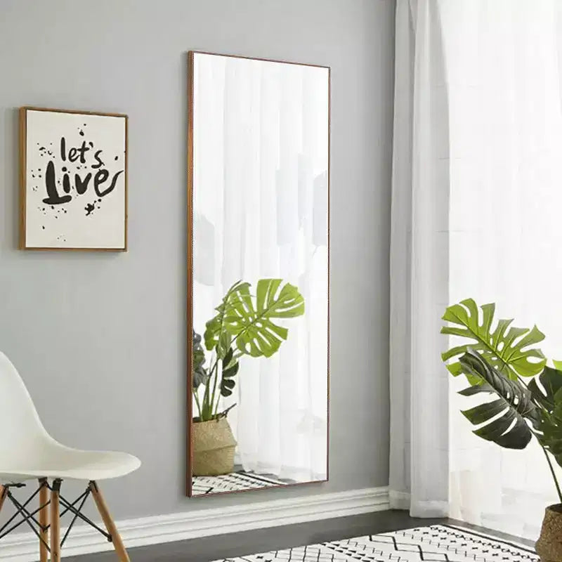 Miroir pleine longueur 65 x 23 pouces, cadre en bois, verre HD incassable, pour chambre, salon, dressing
