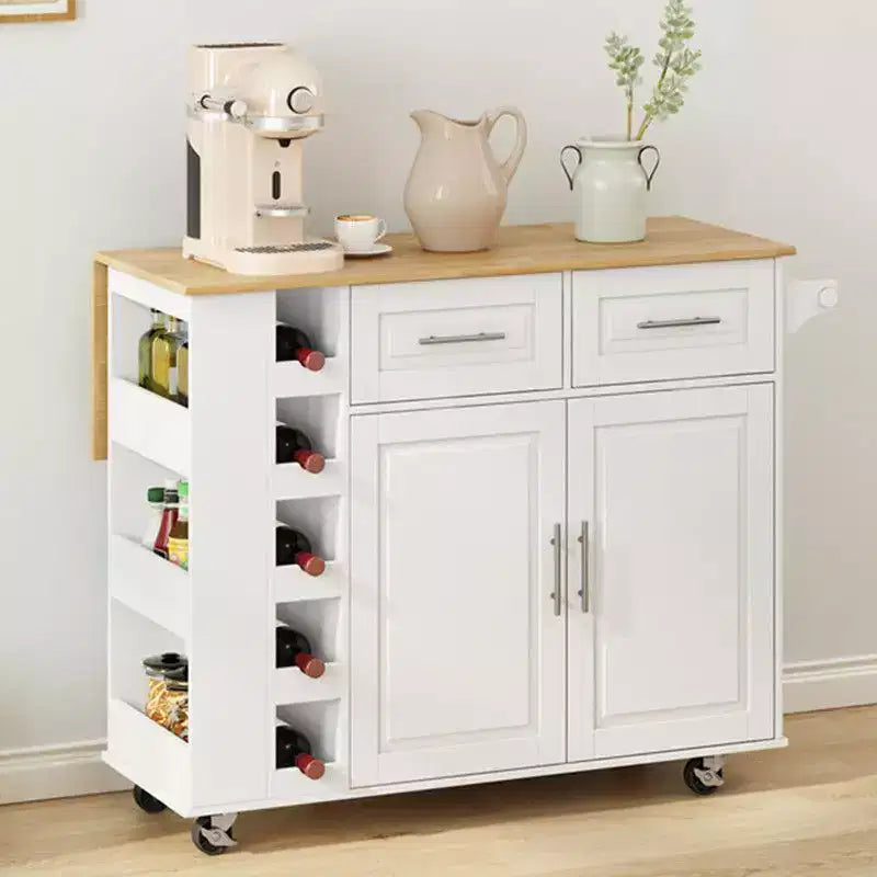 Kitchen Island Cart with 2 Door Cabinet, 2 Drawers, Rolling Island for Kitchen with Storage, Bar Cart