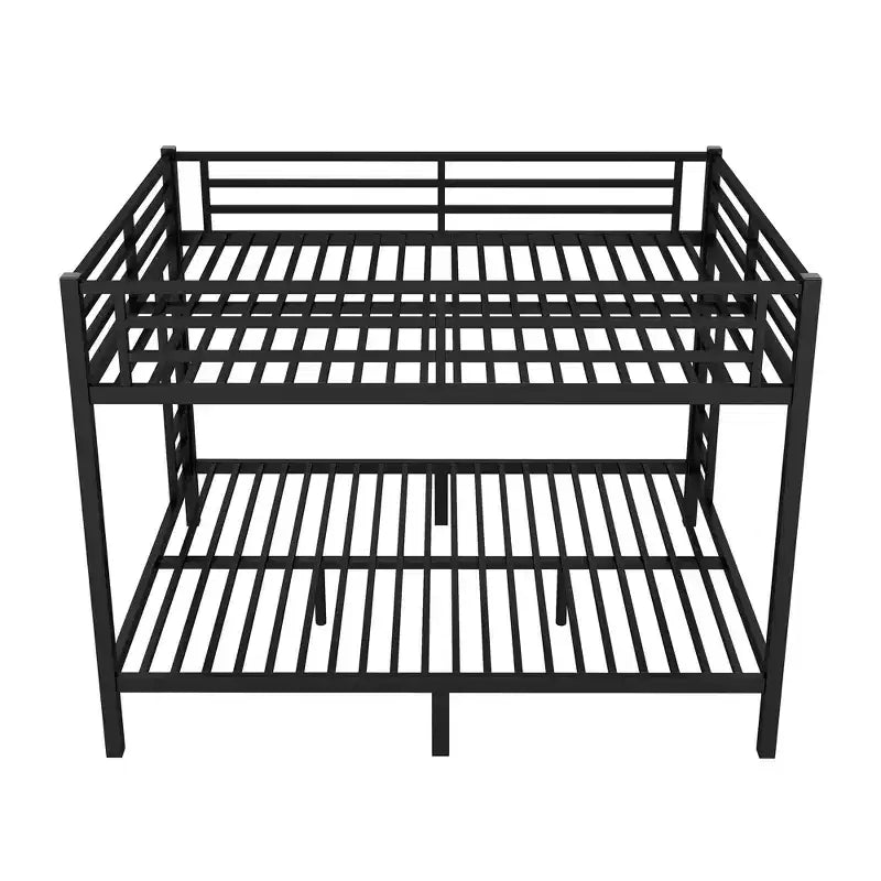 Lit superposé Queen-over-Queen de 82,68 pouces avec cadre en métal, lit double peu encombrant avec barrières de sécurité, lit double à bruit réduit pour adolescents et adultes, noir