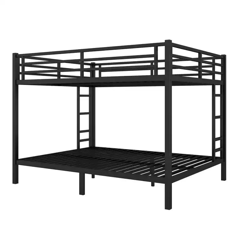 Lit superposé Queen-over-Queen de 82,68 pouces avec cadre en métal, lit double peu encombrant avec barrières de sécurité, lit double à bruit réduit pour adolescents et adultes, noir