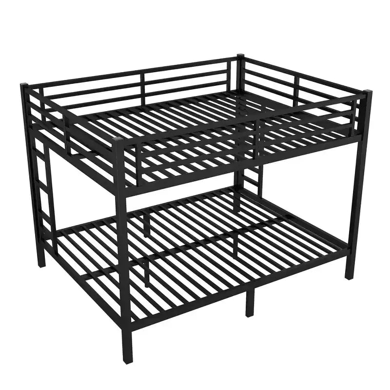 Lit superposé Queen-over-Queen de 82,68 pouces avec cadre en métal, lit double peu encombrant avec barrières de sécurité, lit double à bruit réduit pour adolescents et adultes, noir