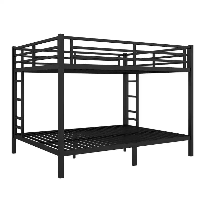Lit superposé Queen-over-Queen de 82,68 pouces avec cadre en métal, lit double peu encombrant avec barrières de sécurité, lit double à bruit réduit pour adolescents et adultes, noir