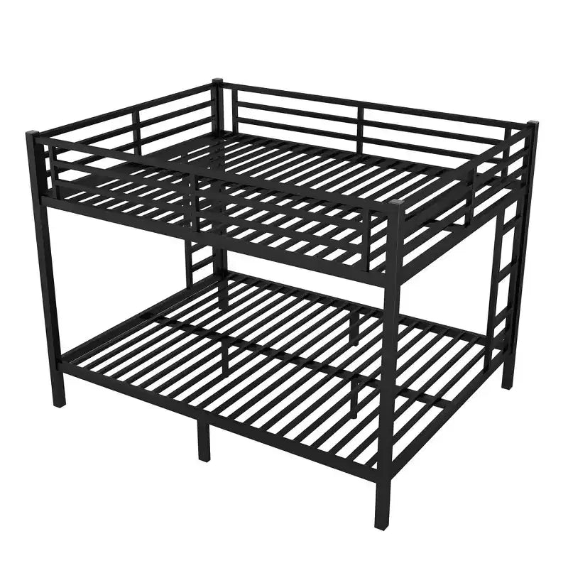Lit superposé Queen-over-Queen de 82,68 pouces avec cadre en métal, lit double peu encombrant avec barrières de sécurité, lit double à bruit réduit pour adolescents et adultes, noir
