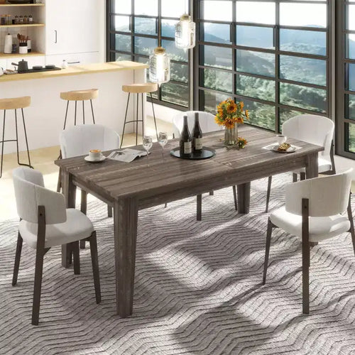 Okak 106.3IN Vintage Dining Table, Extendable Kitchen Table with Long Tabletop, Folding Table for Party, Celebration, Meetings, Dark Oak