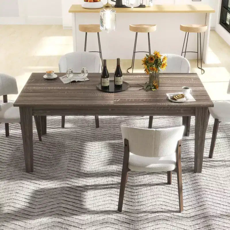 Table à manger vintage de 270 cm, table de cuisine extensible avec plateau long, table pliante pour fêtes, célébrations, réunions, chêne foncé