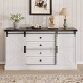 Farmhouse Sideboard with 4 Drawers and Sliding Barn Doors, 59 Inch Wide Buffet Cabinet for Dining Room and Living Room