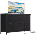 Fabric Dresser with 10 Storage Drawer for Bedroom,55 TV Stand with Power Outlet,Sturdy Metal Frame, Wood Tabletop for Guest Room, Closet, Entryway