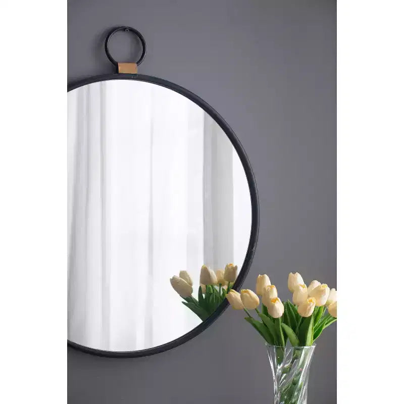 Miroir mural 24 x 27 avec cadre noir, miroir décoratif contemporain pour salon, foyer, entrée, chambre à coucher
