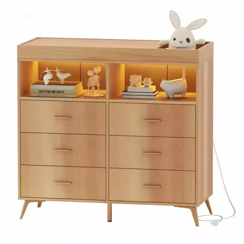 Table à langer avec pieds en métal, commode à 6 tiroirs, station de langer pour chambre de bébé