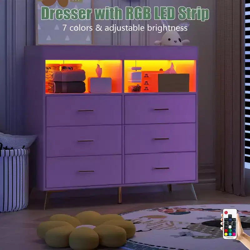 Table à langer avec pieds en métal, commode à 6 tiroirs, station de langer pour chambre de bébé