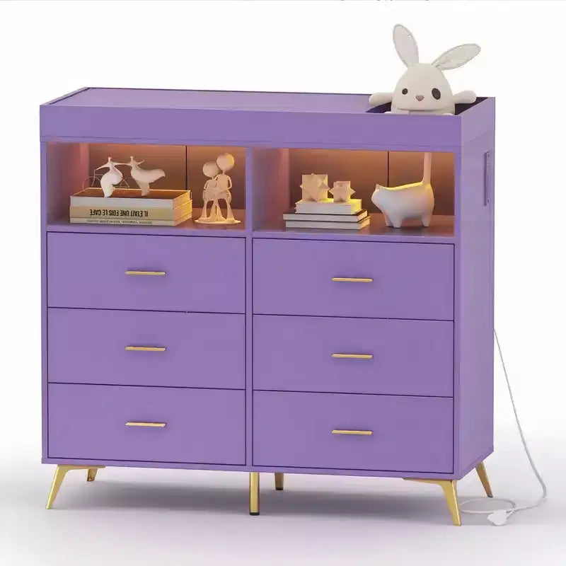 Table à langer avec pieds en métal, commode à 6 tiroirs, station de langer pour chambre de bébé