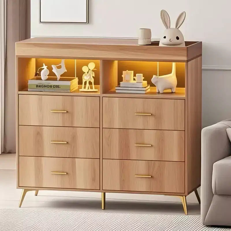 Table à langer avec pieds en métal, commode à 6 tiroirs, station de langer pour chambre de bébé