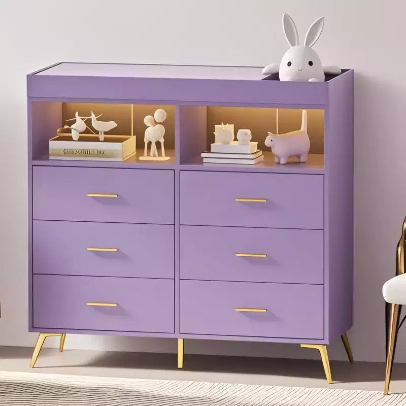 Table à langer avec pieds en métal, commode à 6 tiroirs, station de langer pour chambre de bébé