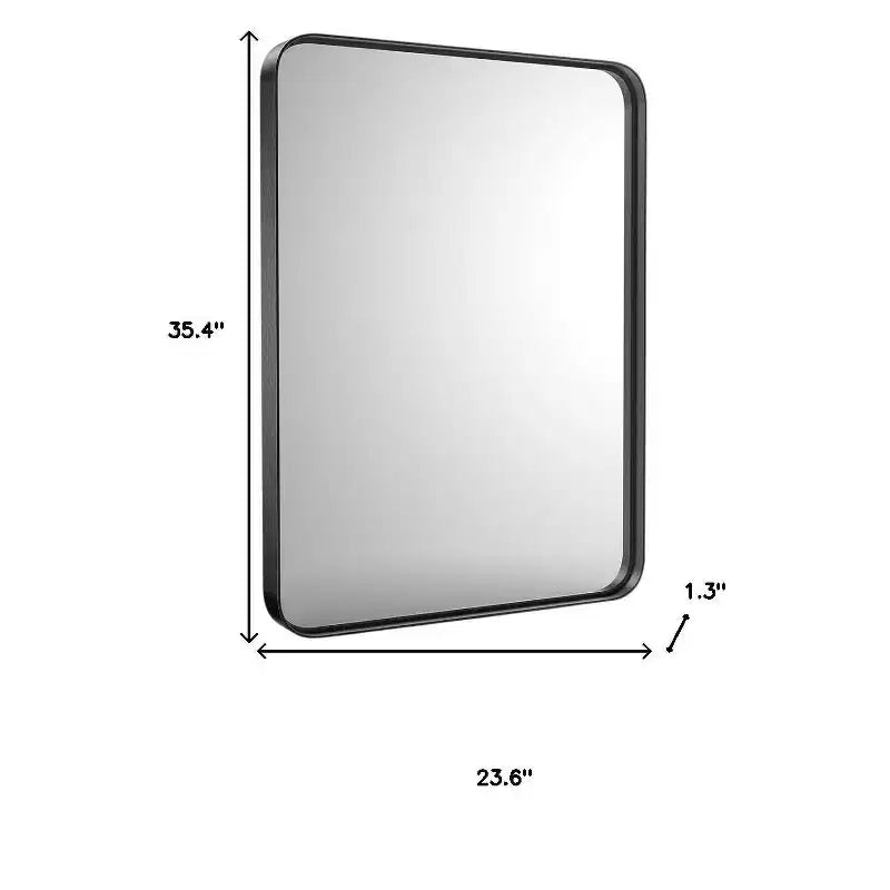 Miroir de courtoisie de salle de bain flottant encadré en métal noir 35