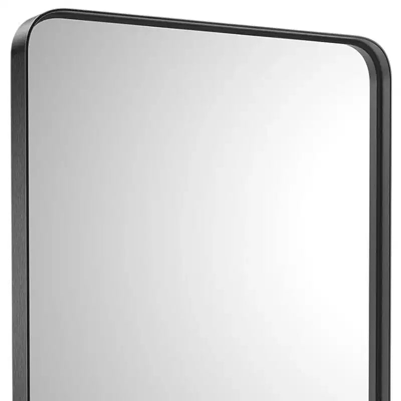Miroir de courtoisie de salle de bain flottant encadré en métal noir 35