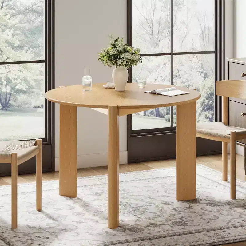 Table à manger ronde noire de 42 pouces, convient pour plusieurs personnes mangeant en même temps, idéale pour les salles à manger et les salons