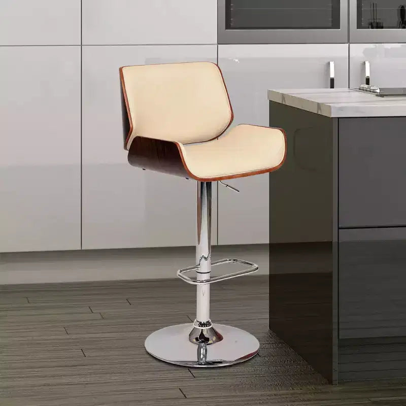 Tabouret de bar pivotant London Crème/Noyer