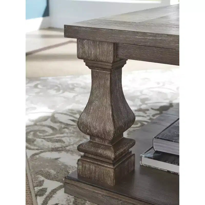 Table basse rectangulaire grise : Placage d'orme, étagère de rangement