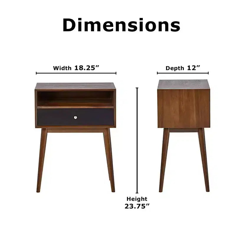 Design moderne de style Mid-Century, tiroir de rangement, poignées argentées