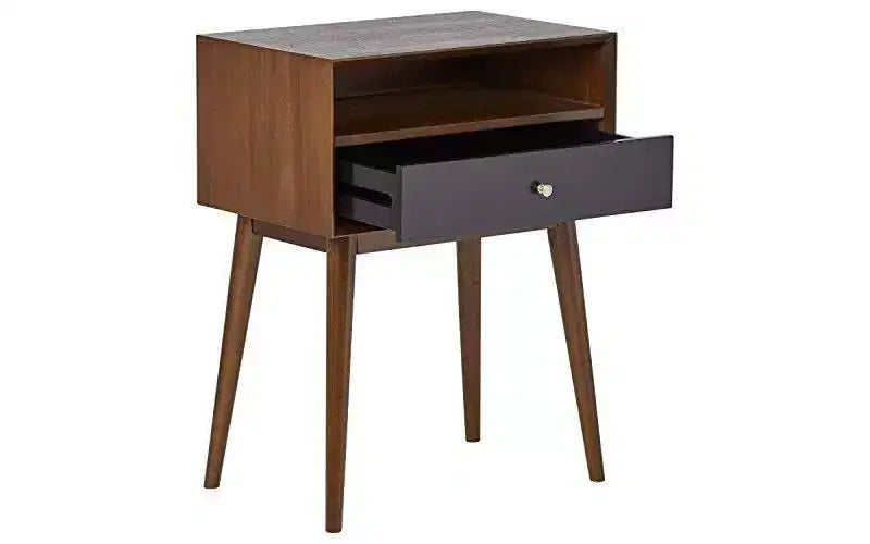 Design moderne de style Mid-Century, tiroir de rangement, poignées argentées