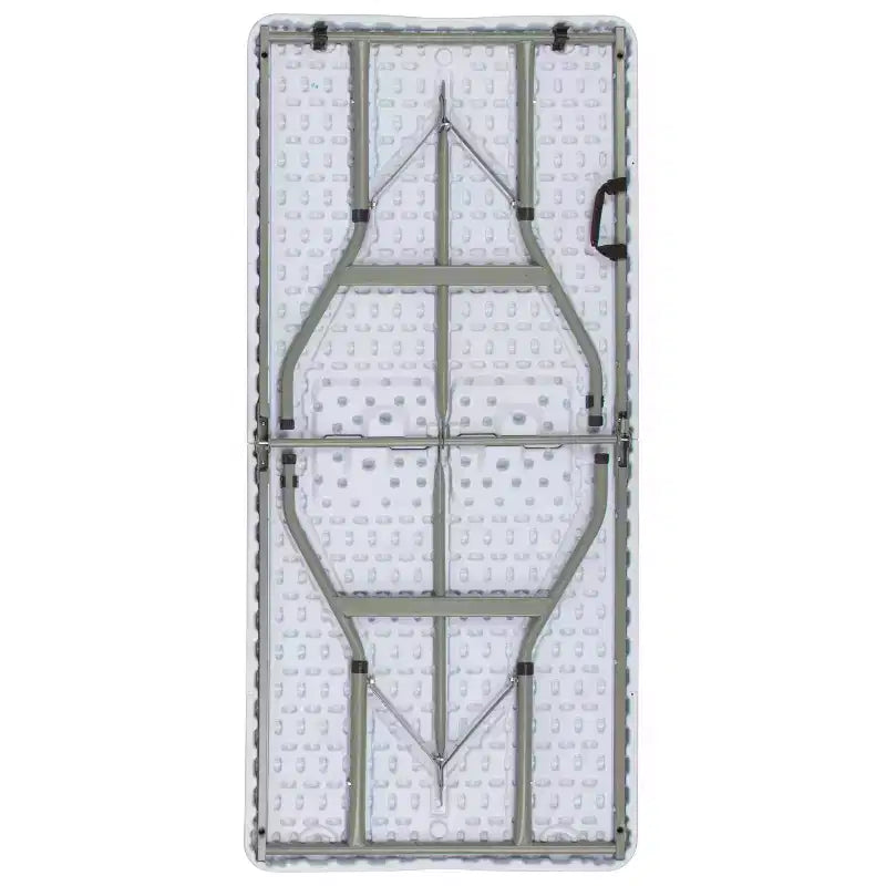Table pliante de banquet et d'événement en plastique blanc granit, pliable, réglable en hauteur (1,5 m), avec poignée de transport
