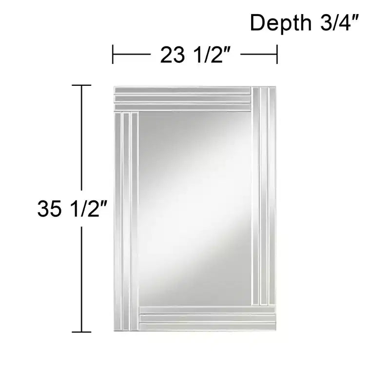 Miroir mural de courtoisie rectangulaire Cadre superposé en verre miroir moderne 23 1/2 po de large pour salle de bain, chambre à coucher, salon, entrée