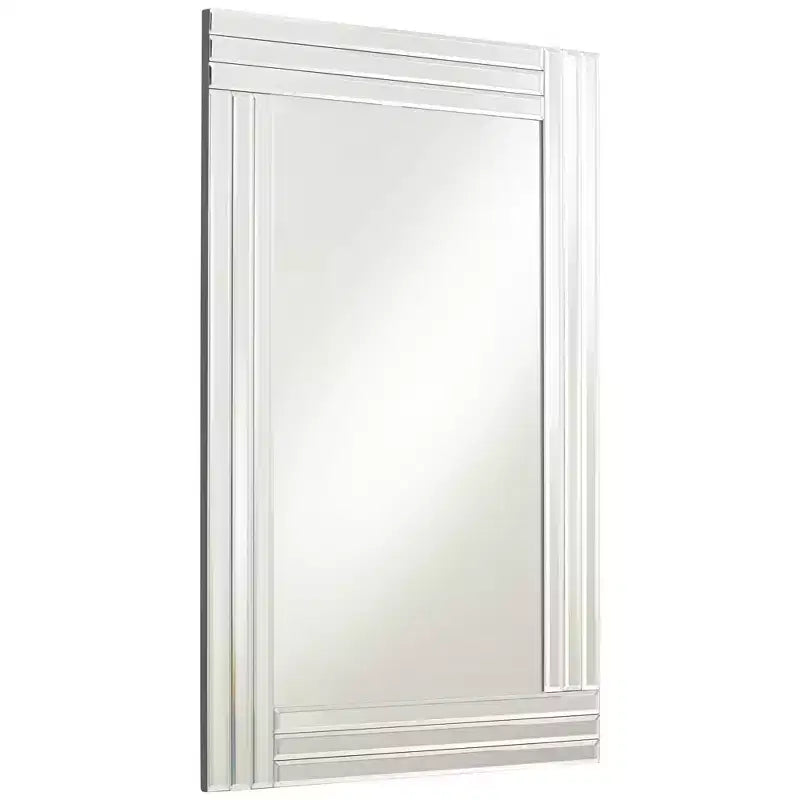 Miroir mural de courtoisie rectangulaire Cadre superposé en verre miroir moderne 23 1/2 po de large pour salle de bain, chambre à coucher, salon, entrée