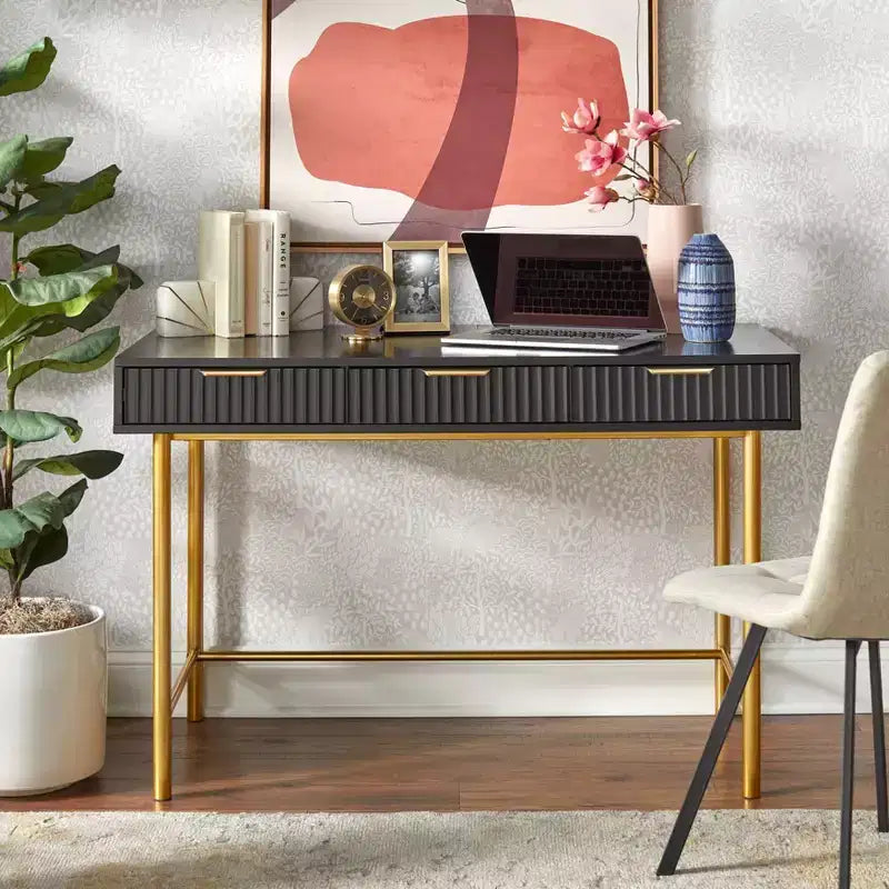 3 Drawer Modern Glam Desk