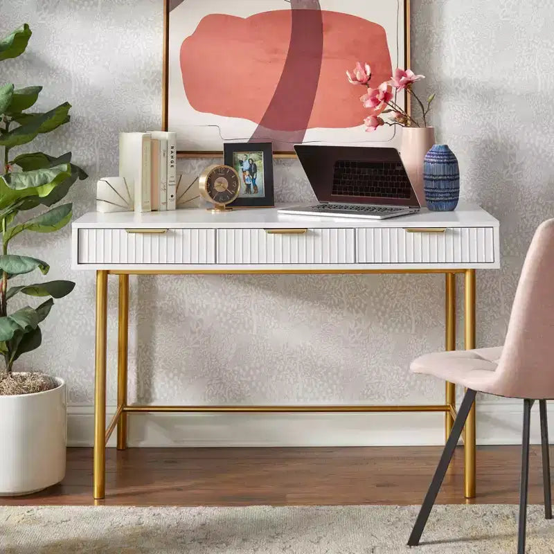 3 Drawer Modern Glam Desk